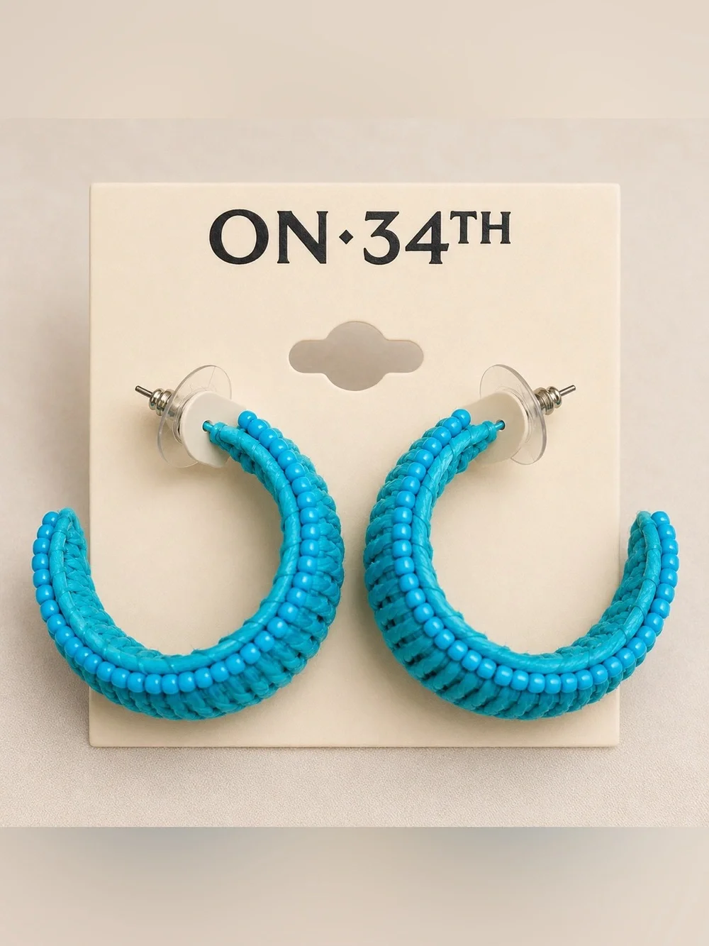 Beaded Turquoise Hoop Earrings Southwestern Boho Statement Hoops